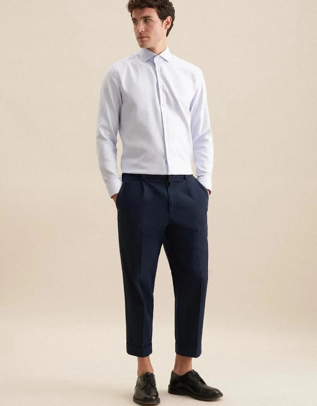 Regular Fit No Iron Spread Kent Structured Business Shirt Light Blue
