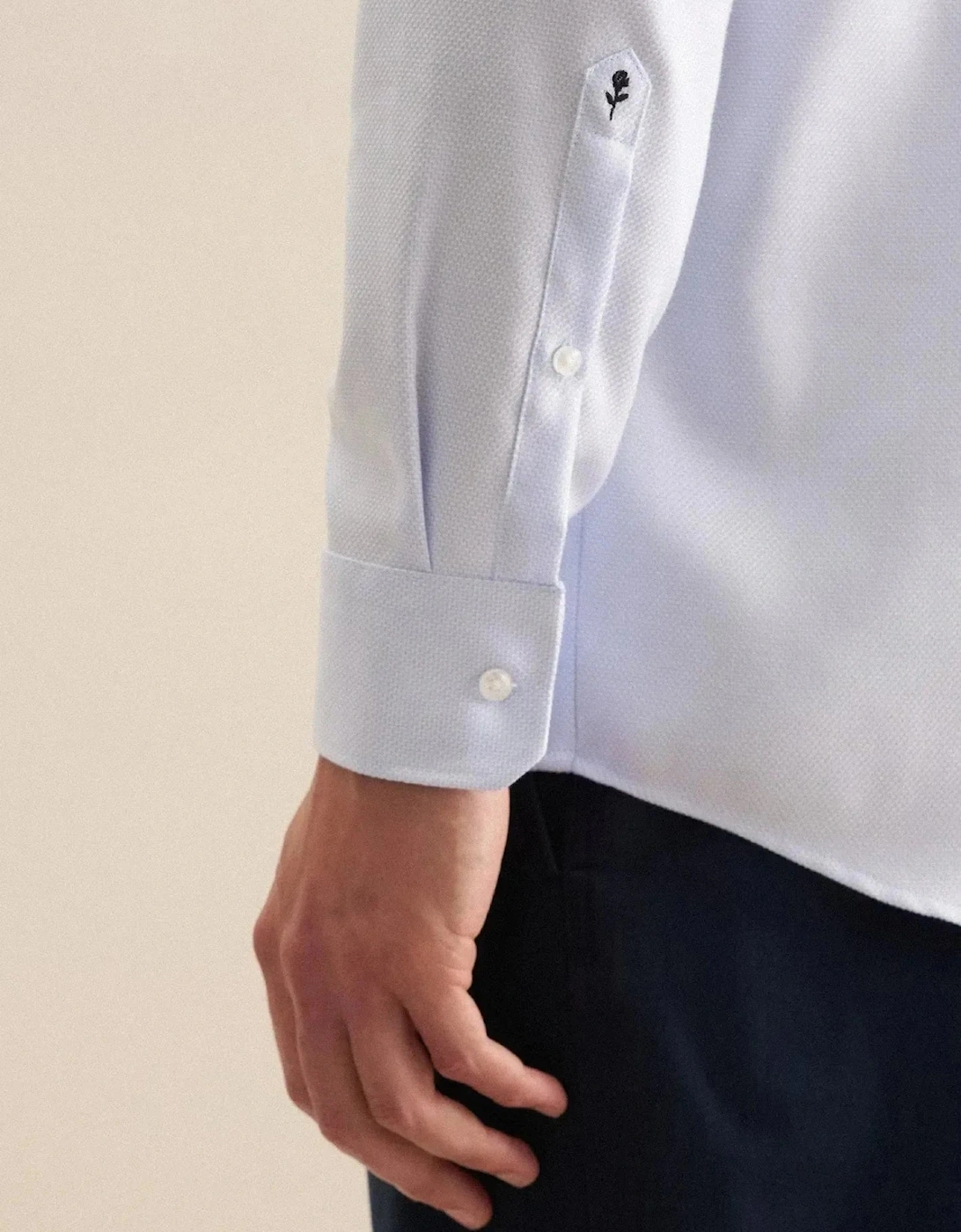 Regular Fit No Iron Spread Kent Structured Business Shirt Light Blue