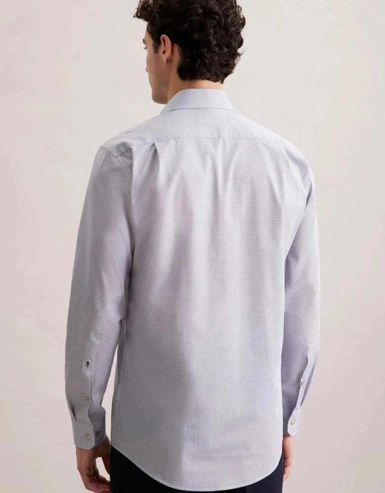 Regular Fit Business Kent Print Pattern Business Shirt Beige