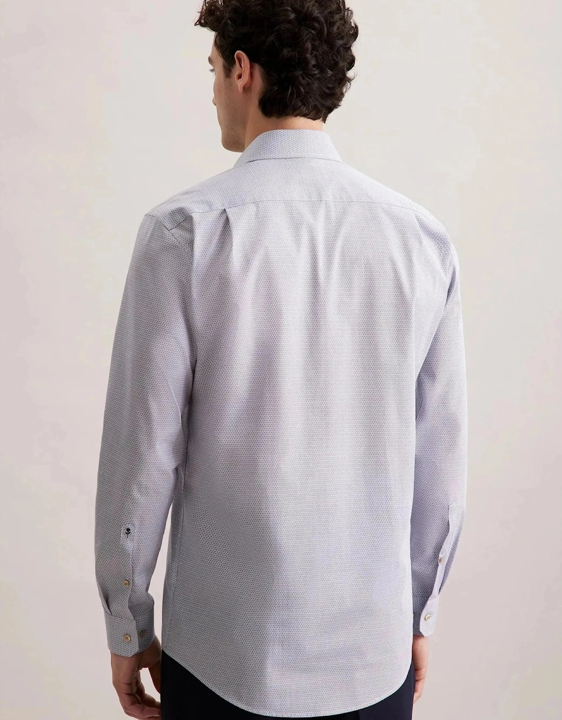 Regular Fit Business Kent Print Pattern Business Shirt Beige