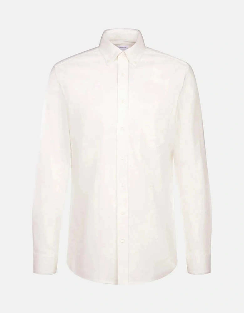 Slim Fit Button Down Flannel Shirt Ecru