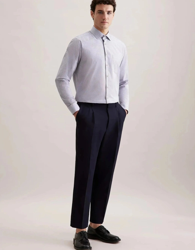 Regular Fit Business Kent Print Pattern Business Shirt Beige