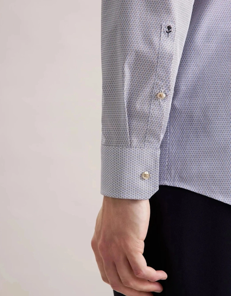 Regular Fit Business Kent Print Pattern Business Shirt Beige