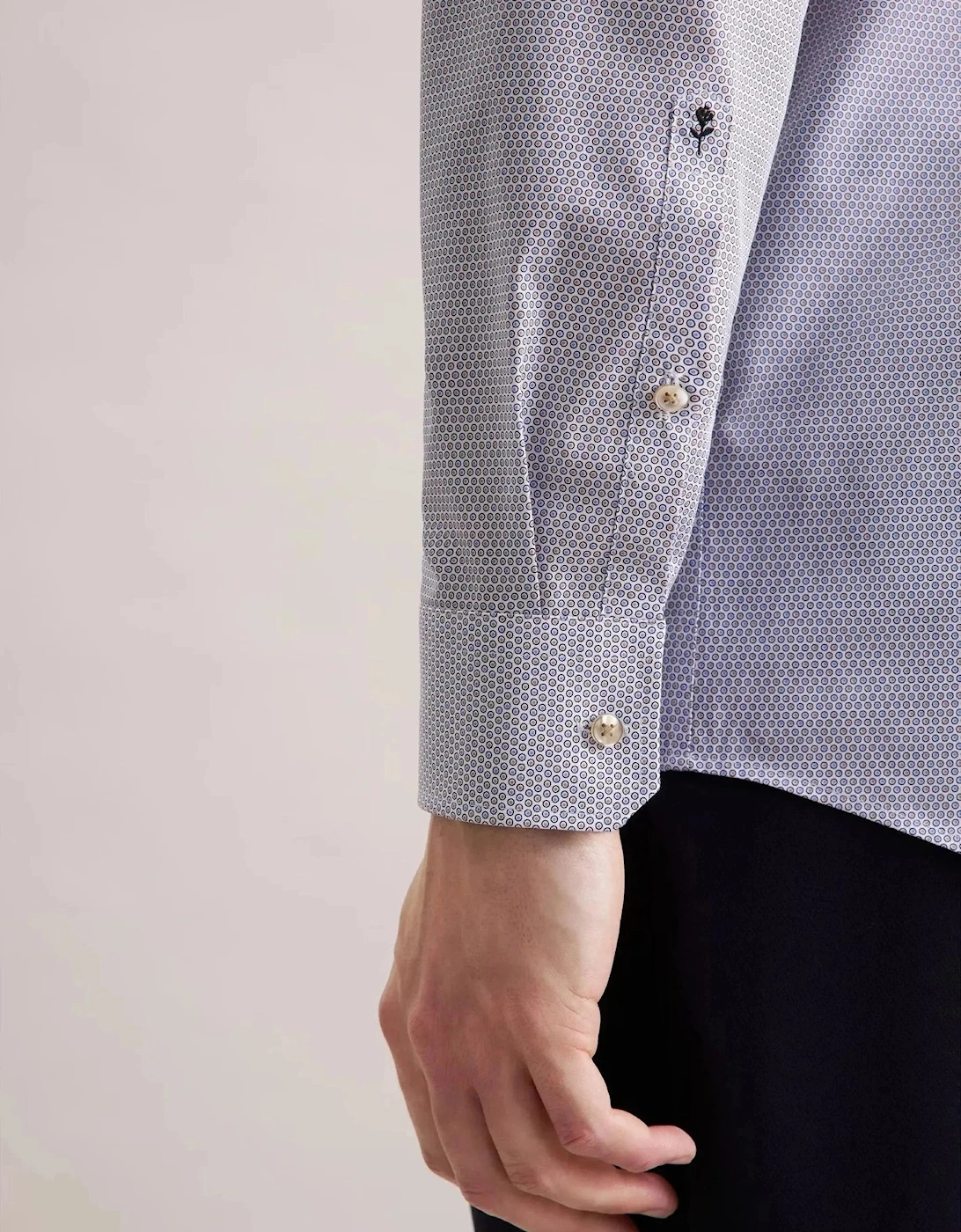 Regular Fit Business Kent Print Pattern Business Shirt Beige