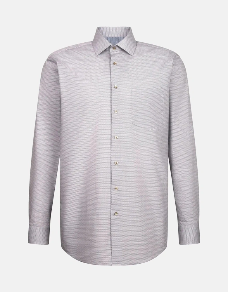 Regular Fit Business Kent Print Pattern Business Shirt Beige
