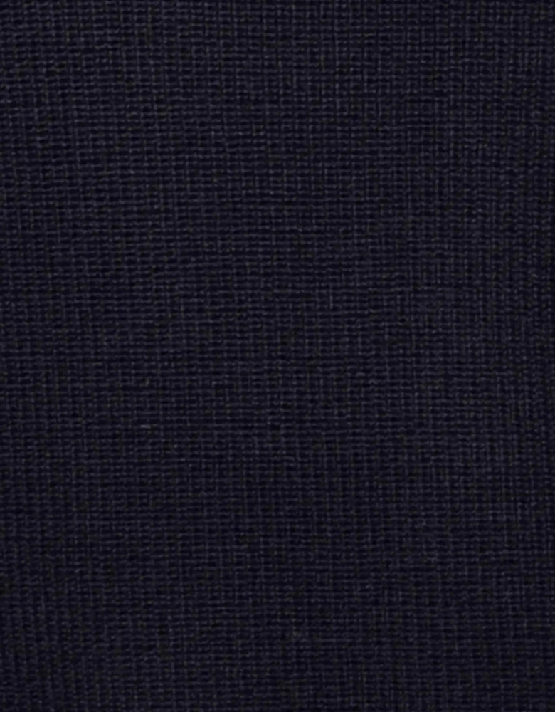 Merino Wool Stand Collar 1/4 Zip Knit Dark Blue
