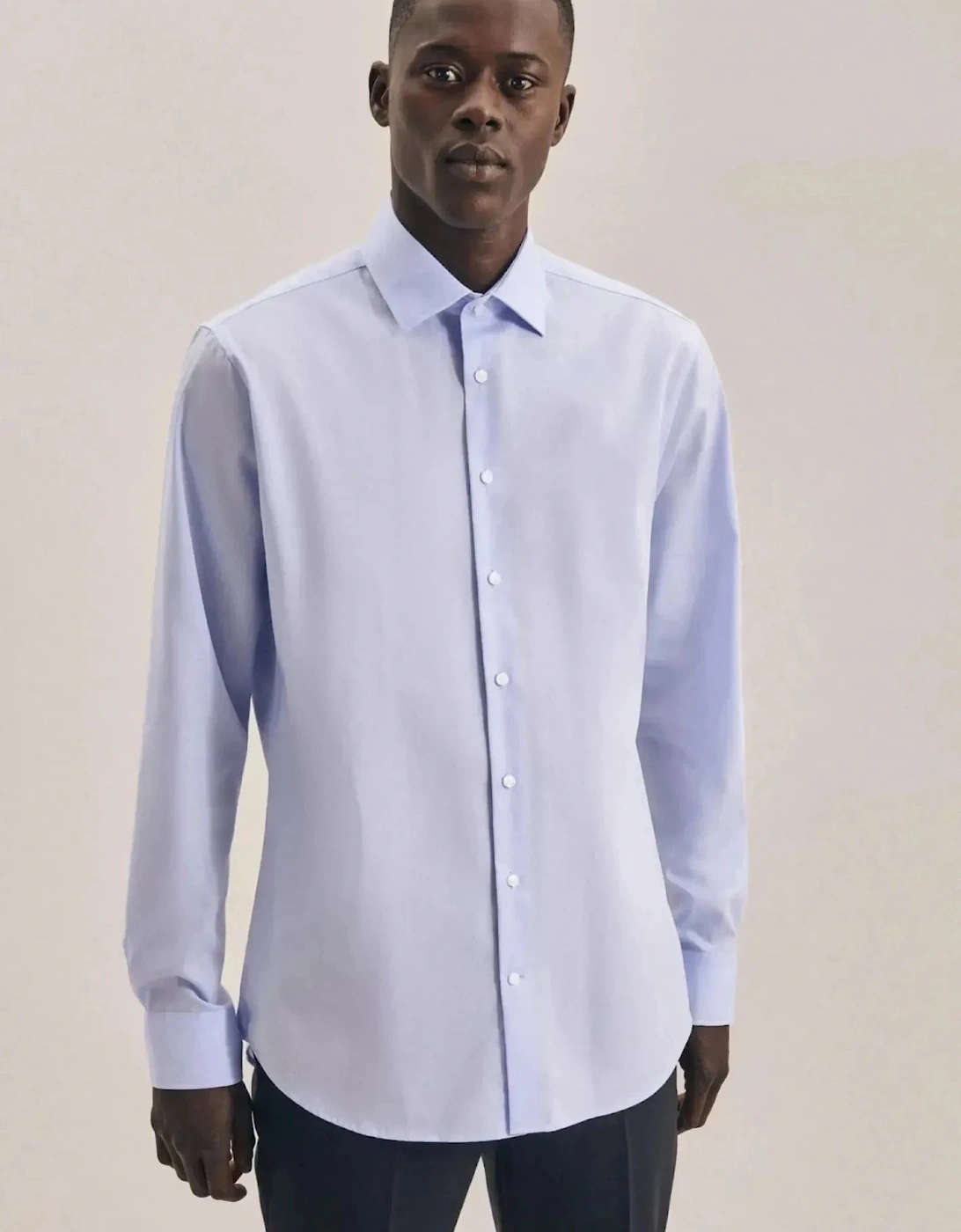 Shaped Fit No Iron Kent Collar Business Shirt Light Blue, 9 of 8