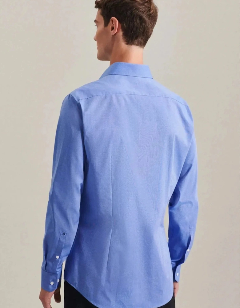 Shaped Fit No Iron Kent Collar Business Shirt Mid Blue
