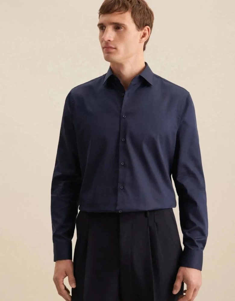Shaped Fit Easy Iron New Kent Business Shirt Dark Blue