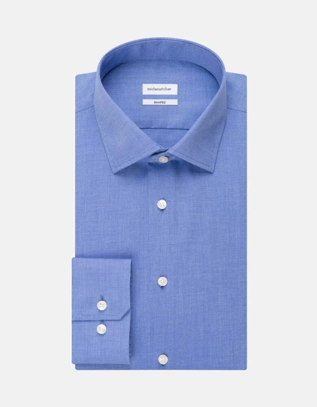 Shaped Fit No Iron Kent Collar Business Shirt Mid Blue