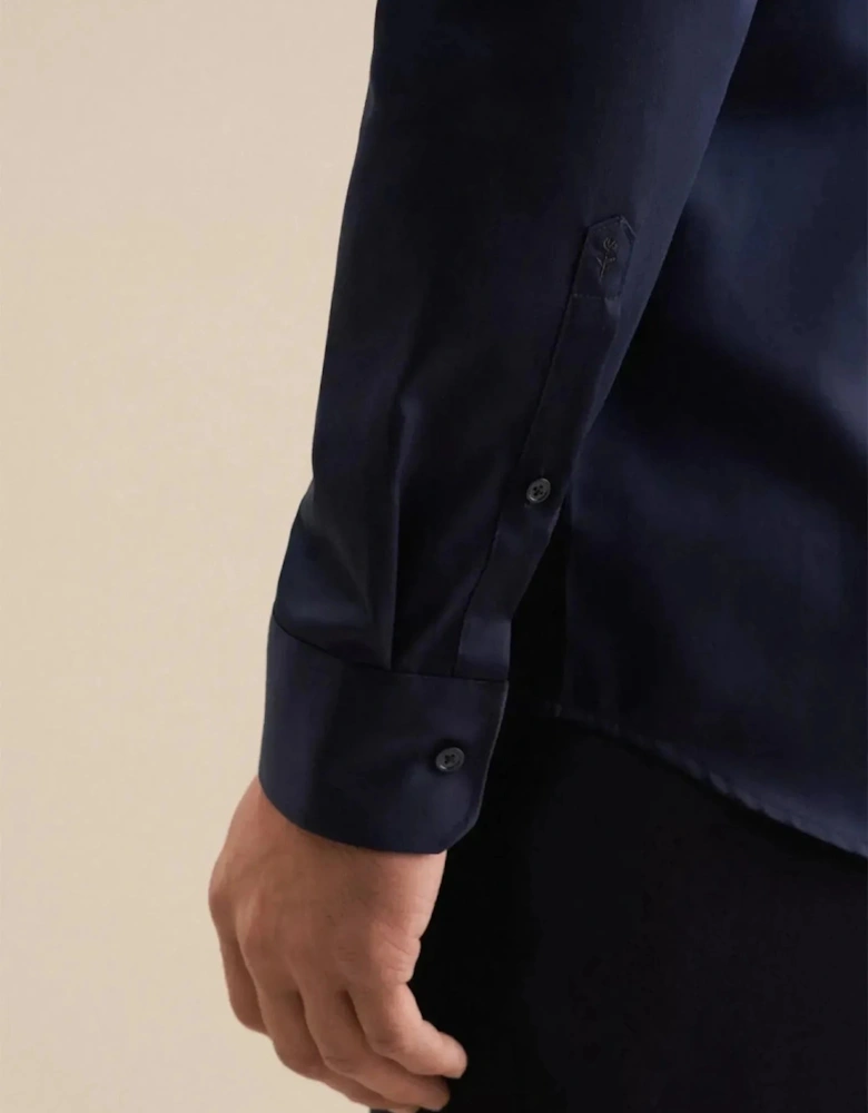 Shaped Fit Easy Iron New Kent Business Shirt Dark Blue