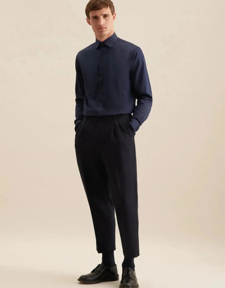 Shaped Fit Easy Iron New Kent Business Shirt Dark Blue