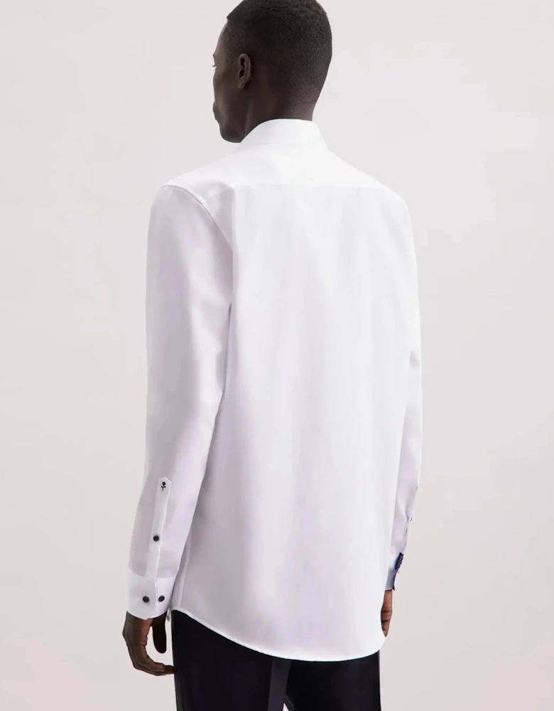Regular Fit No Iron Contrast Kent Collar Business Shirt White
