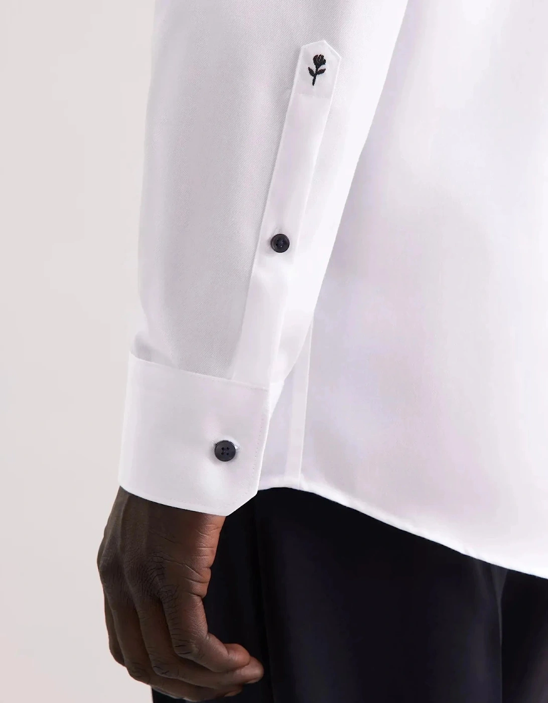 Regular Fit No Iron Contrast Kent Collar Business Shirt White