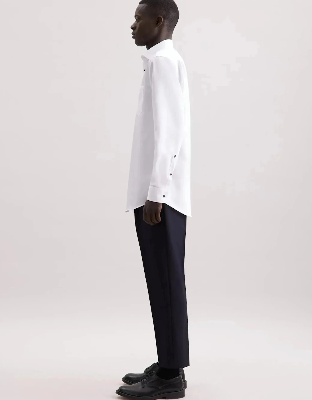 Regular Fit No Iron Contrast Kent Collar Business Shirt White