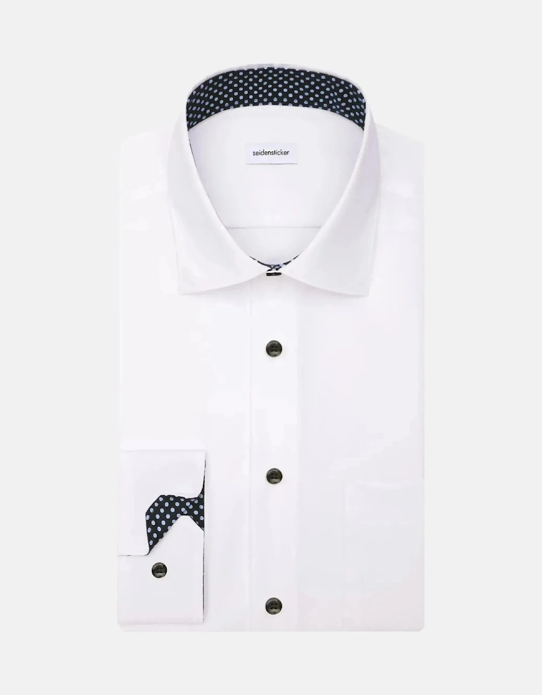 Regular Fit No Iron Contrast Kent Collar Business Shirt White