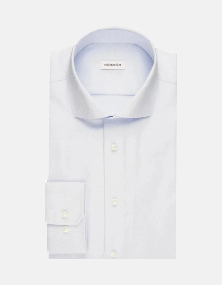 Shaped Fit No Iron Spread Kent Structured Business Shirt Light Blue