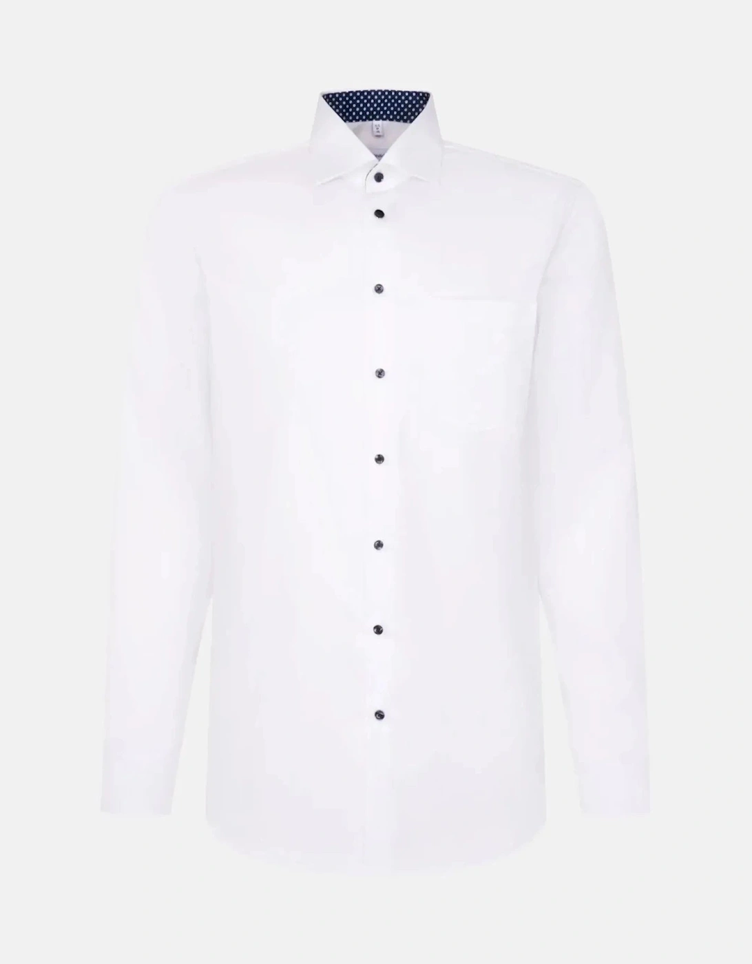 Regular Fit No Iron Contrast Kent Collar Business Shirt White
