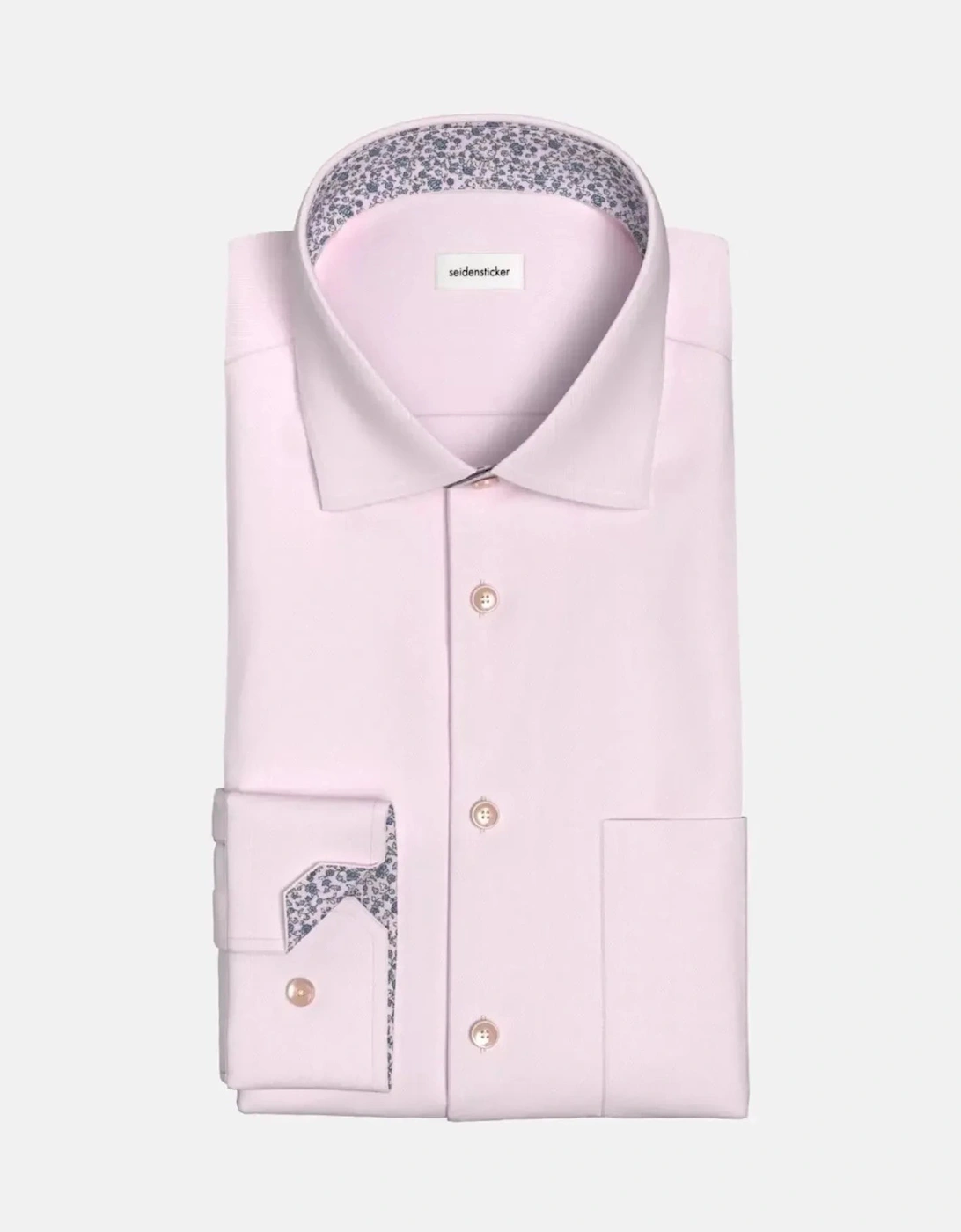 Regular Fit No Iron Business Kent Contrast Patch Business Shirt Pink