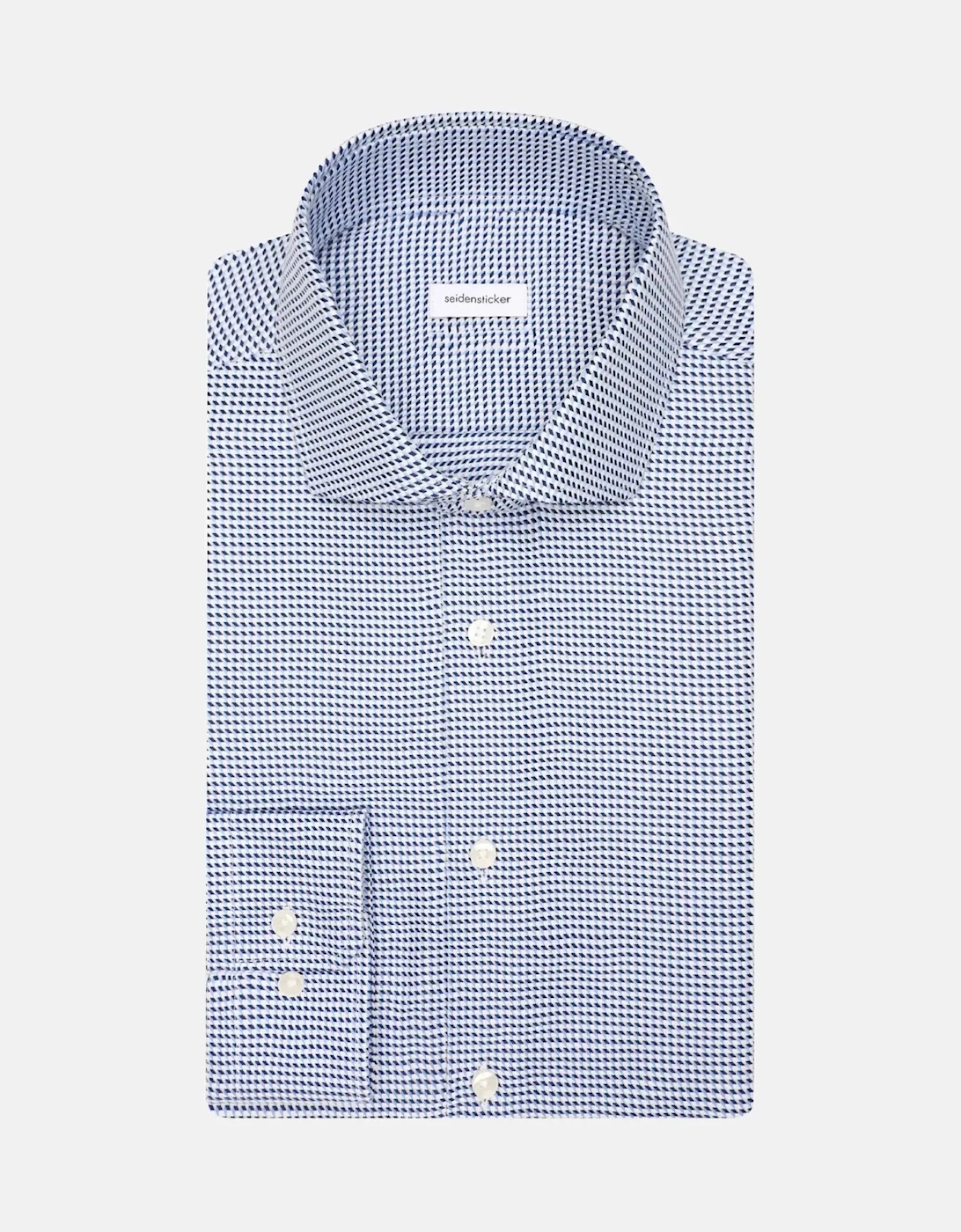 Slim Fit No Iron Spread Kent Pepita Business Shirt Mid Blue