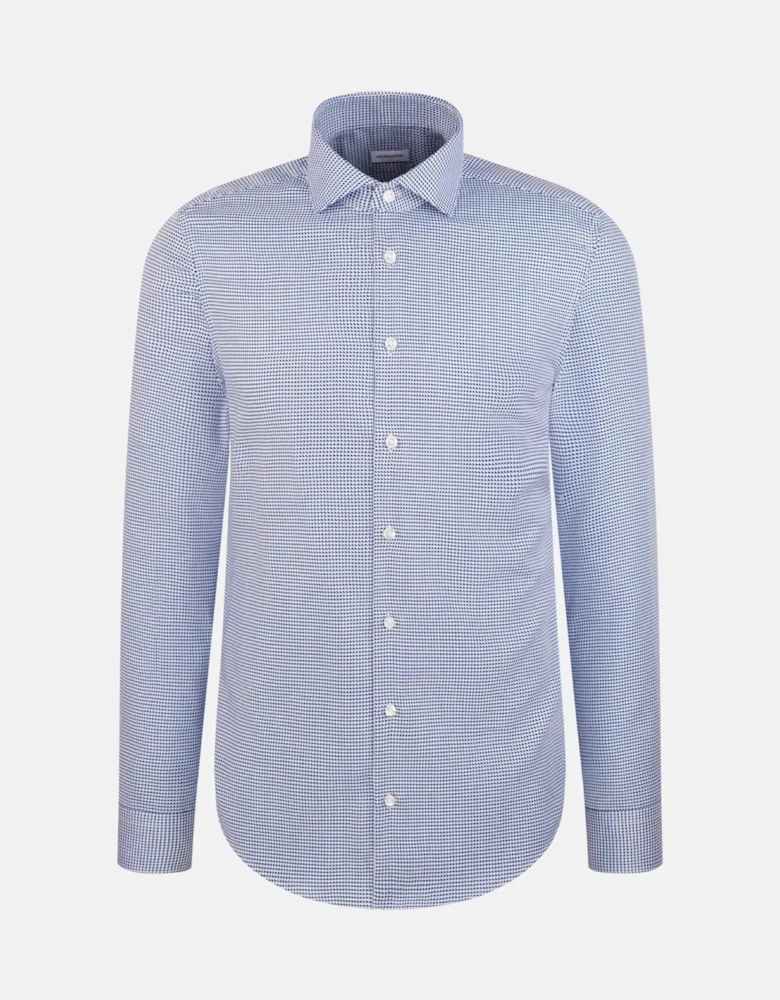 Slim Fit No Iron Spread Kent Pepita Business Shirt Mid Blue