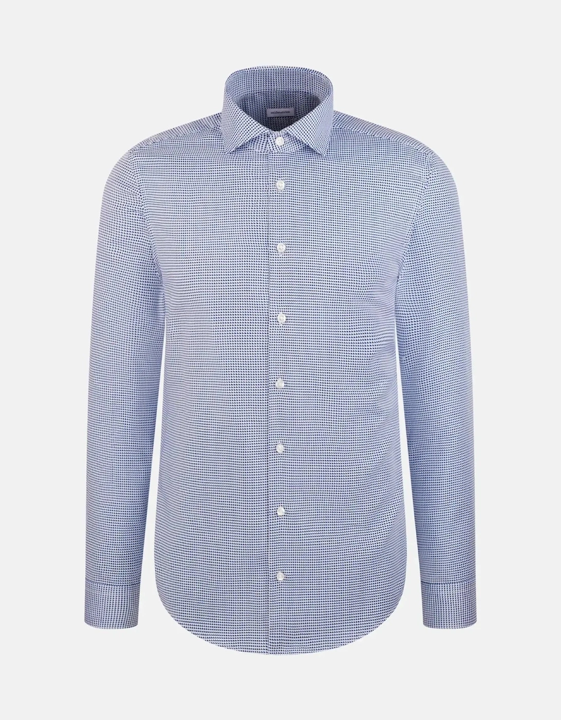 Slim Fit No Iron Spread Kent Pepita Business Shirt Mid Blue