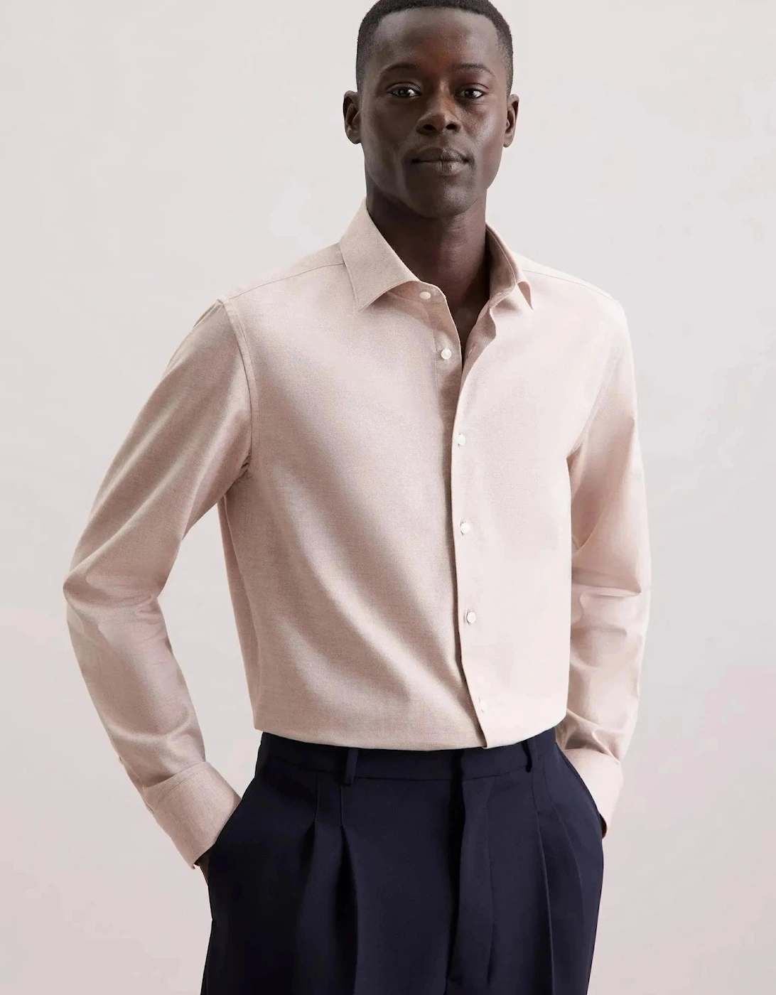 Slim Fit New Kent Flannel Shirt Beige