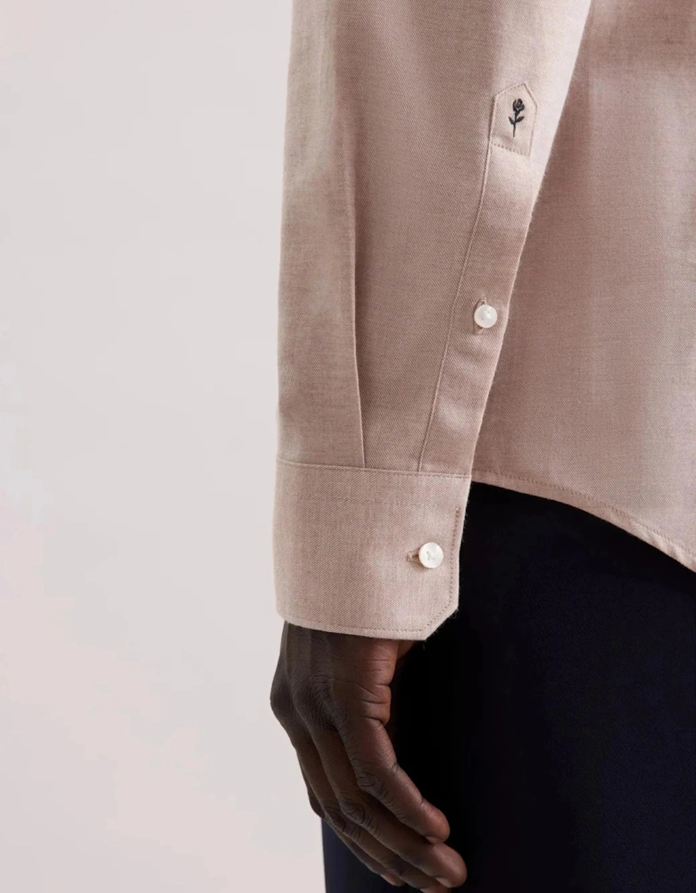 Slim Fit New Kent Flannel Shirt Beige