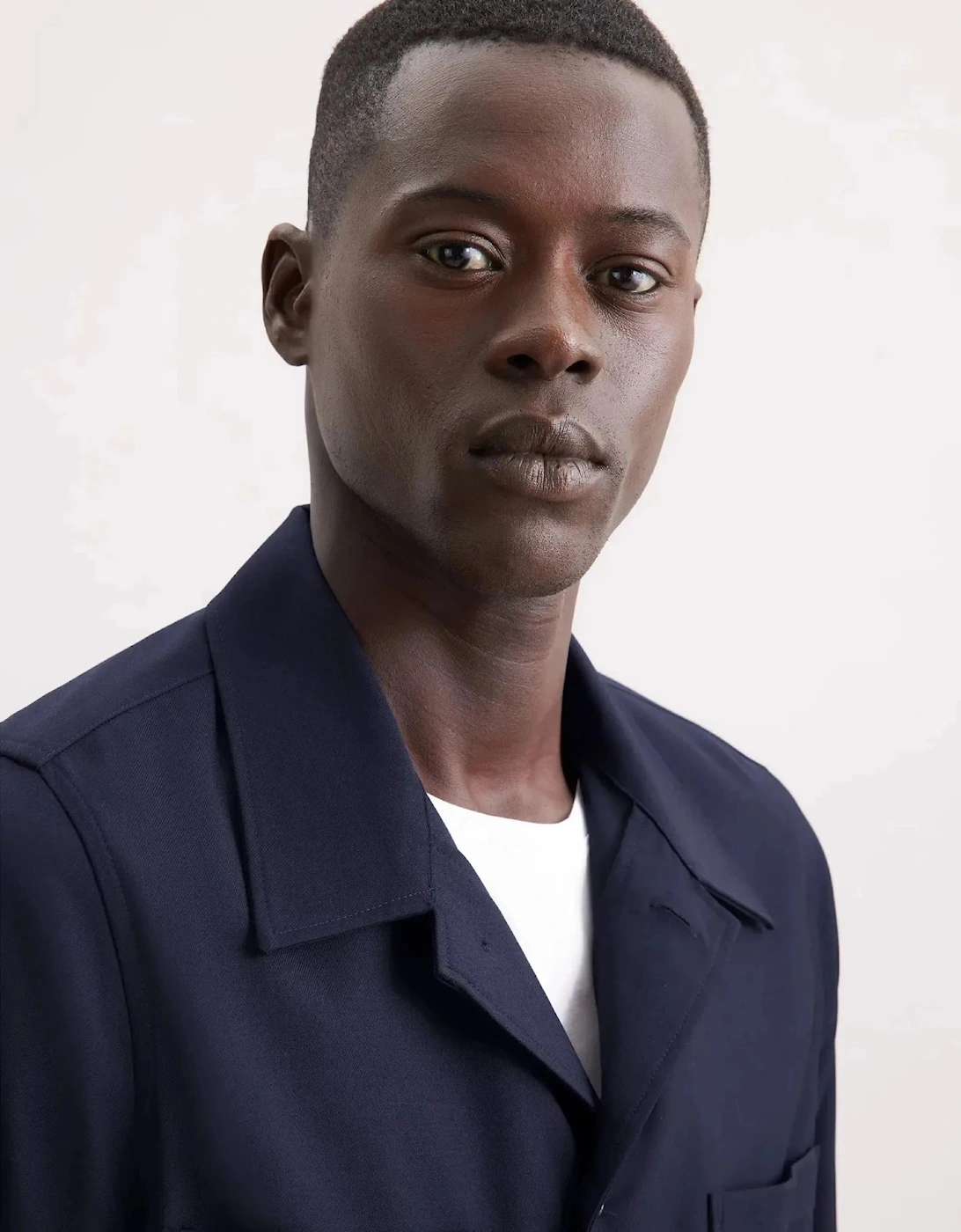 Regular Fit Wool Mix Casual Lapel Overshirt Dark Blue