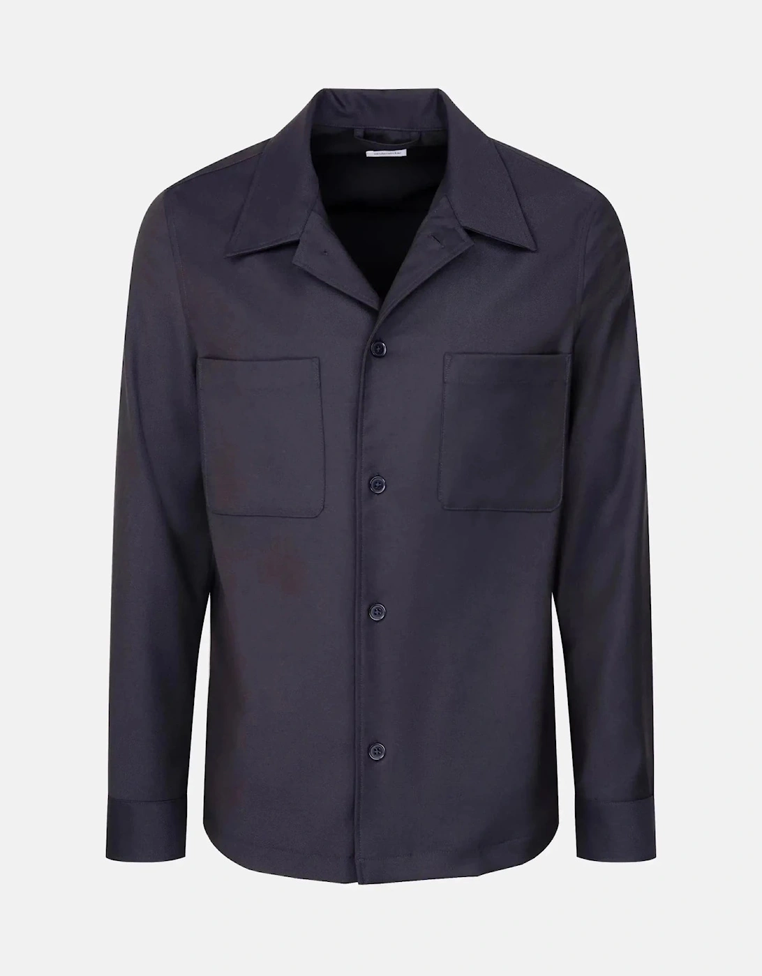Regular Fit Wool Mix Casual Lapel Overshirt Dark Blue