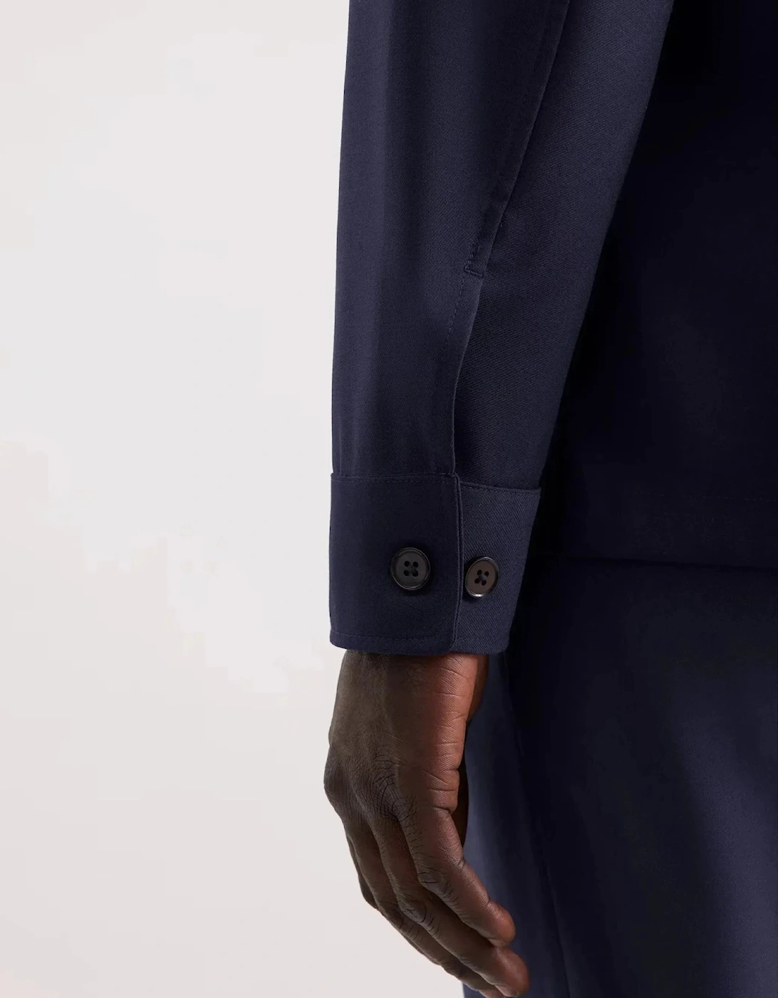 Regular Fit Wool Mix Casual Lapel Overshirt Dark Blue