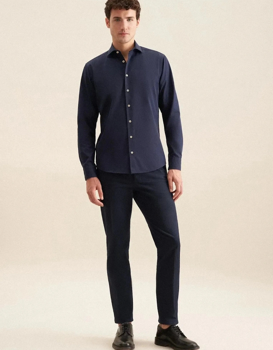 Regular Fit Spread Kent Casual Shirt Dark Blue