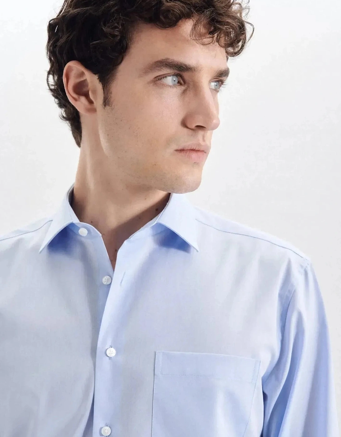Regular Fit No Iron Kent Collar Business Shirt Light Blue