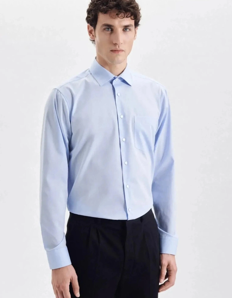 Regular Fit No Iron Kent Collar Business Shirt Light Blue