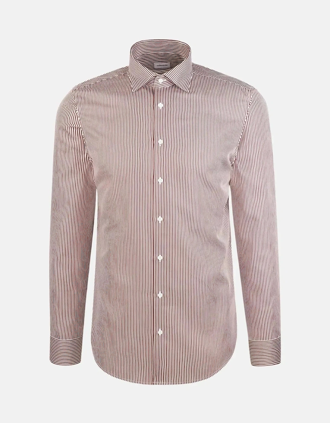 Slim Fit Easy Iron New Kent Striped Business Shirt Burgundy