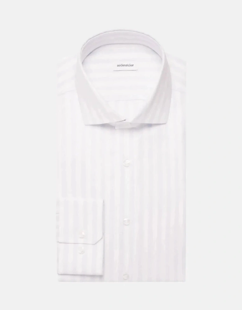 Regular Fit No Iron Spread Kent Structured Stripe Business Shirt Light Blue