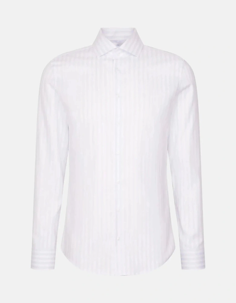 Regular Fit No Iron Spread Kent Structured Stripe Business Shirt Light Blue