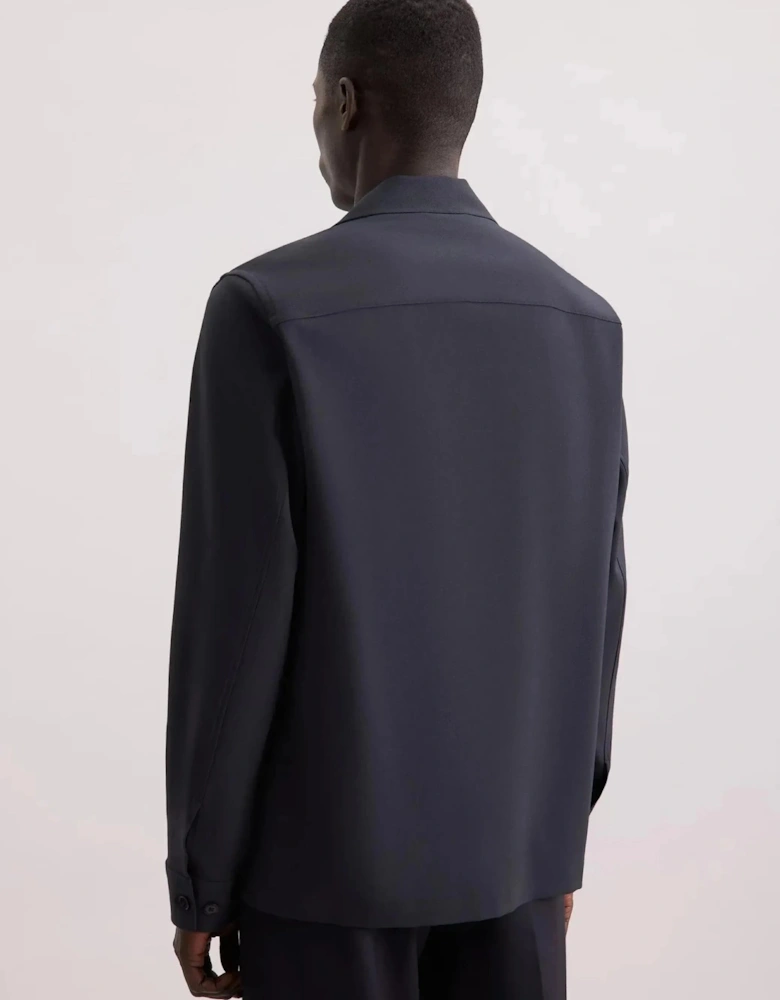 Regular Fit Wool Mix Casual Lapel Overshirt Grey