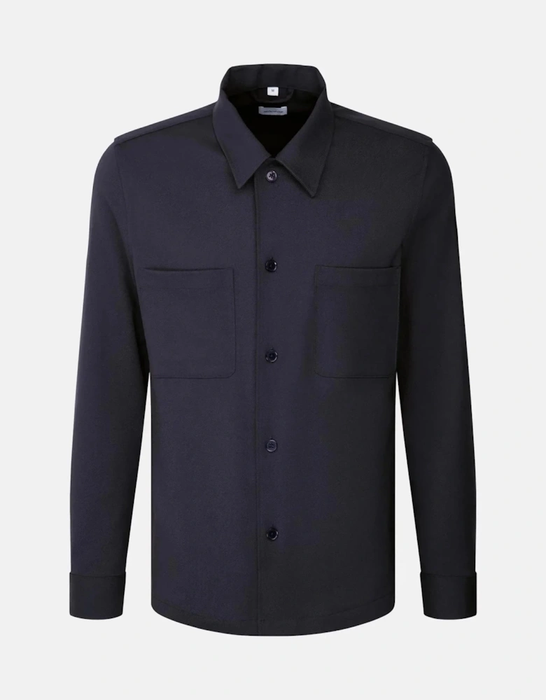 Regular Fit Wool Mix Casual Lapel Overshirt Grey