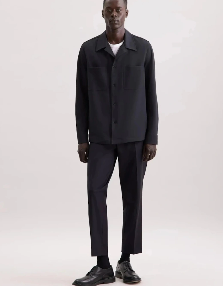 Regular Fit Wool Mix Casual Lapel Overshirt Grey
