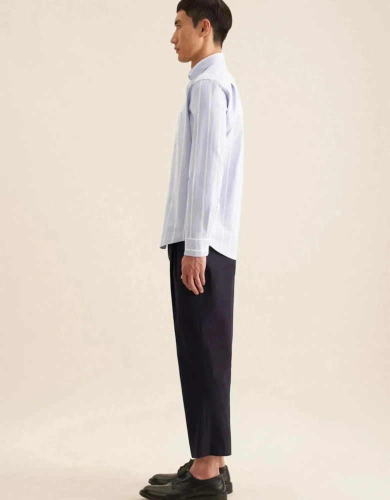 Regular Fit Button Down Striped Oxford Shirt Light Blue