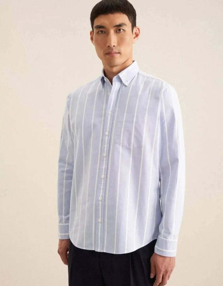 Regular Fit Button Down Striped Oxford Shirt Light Blue