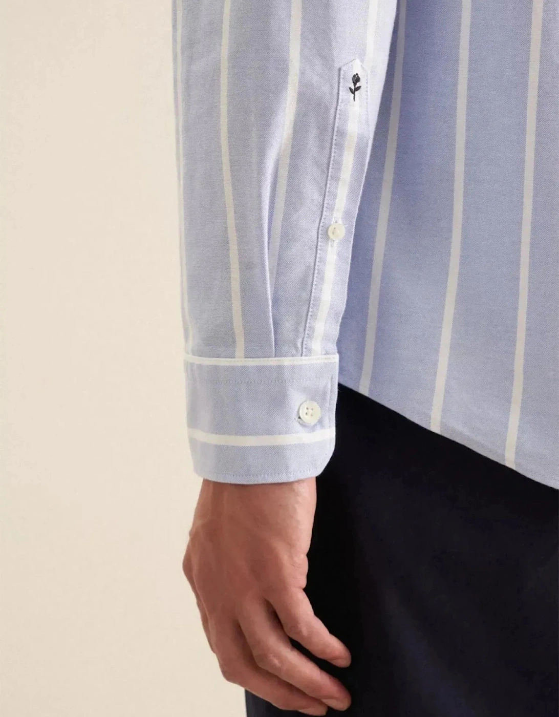 Regular Fit Button Down Striped Oxford Shirt Light Blue