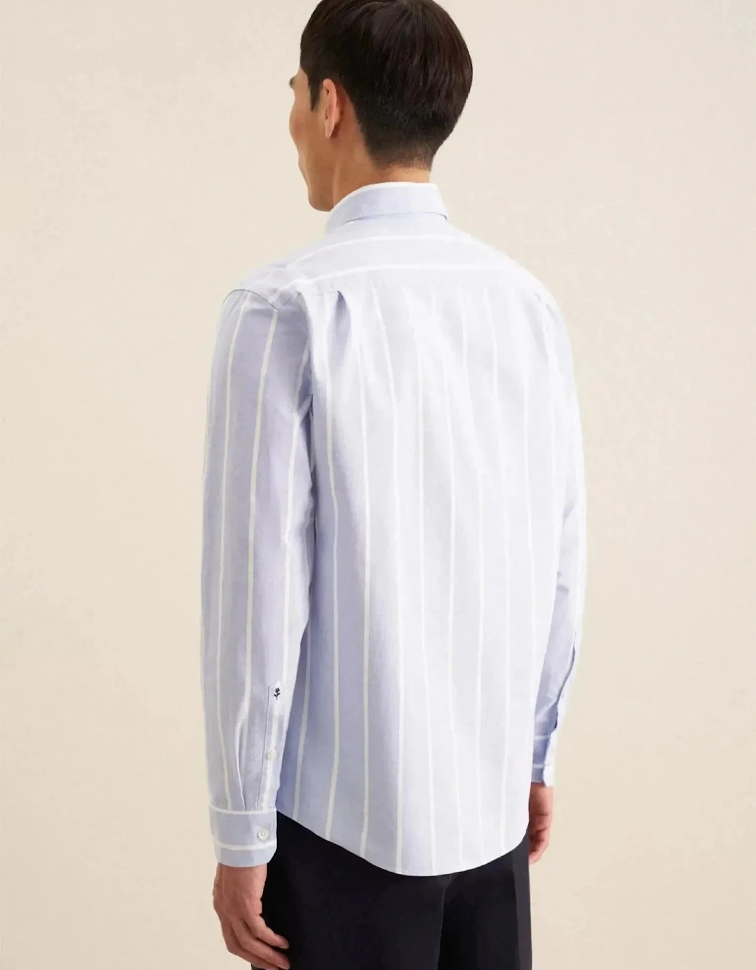 Regular Fit Button Down Striped Oxford Shirt Light Blue