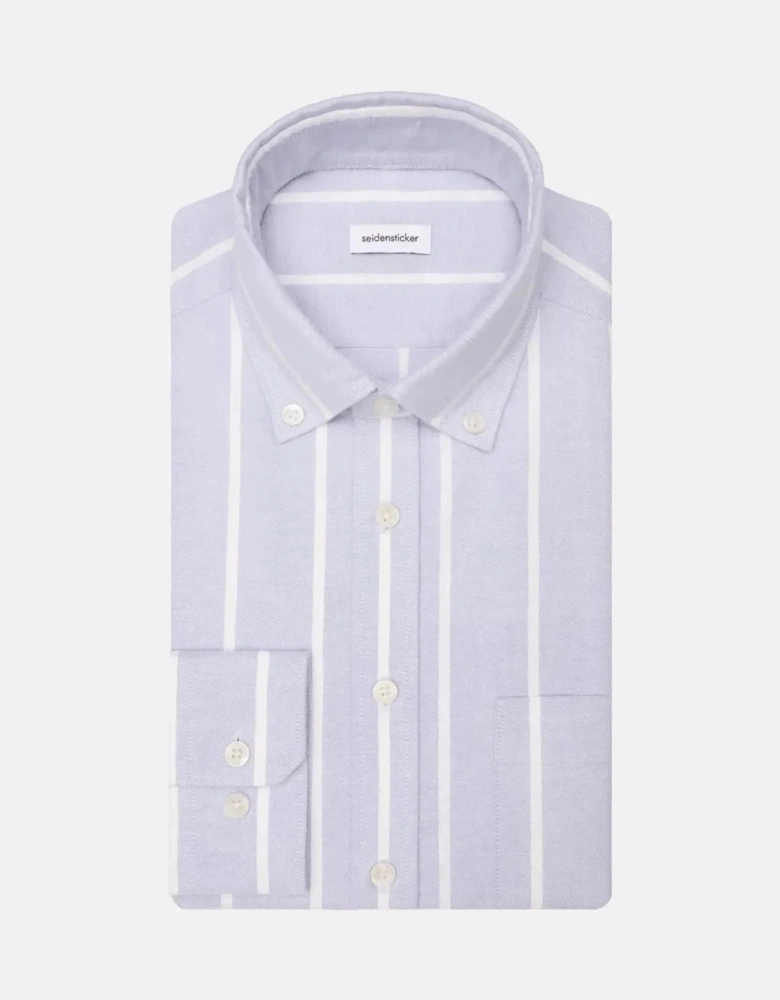 Regular Fit Button Down Striped Oxford Shirt Light Blue
