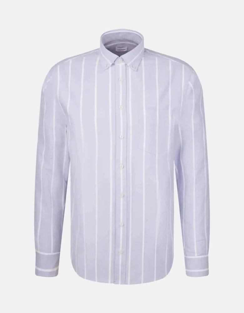 Regular Fit Button Down Striped Oxford Shirt Light Blue
