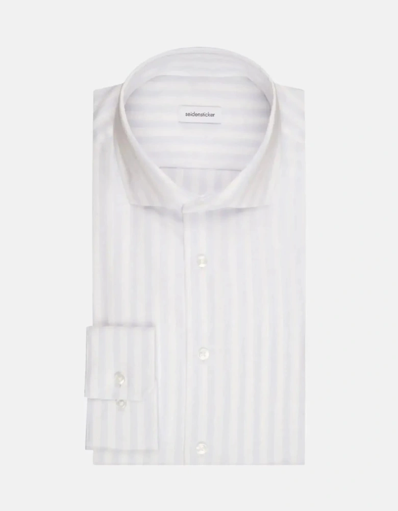 Slim Fit No Iron Spread Kent Structured Stripe Business Shirt Light Blue