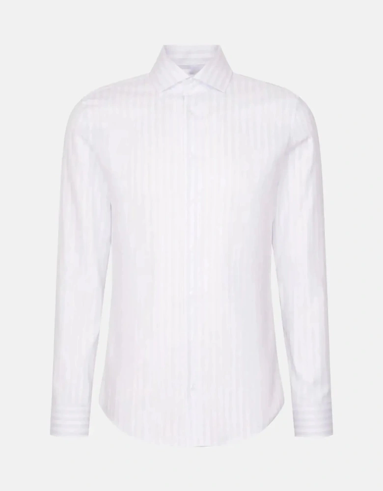 Slim Fit No Iron Spread Kent Structured Stripe Business Shirt Light Blue