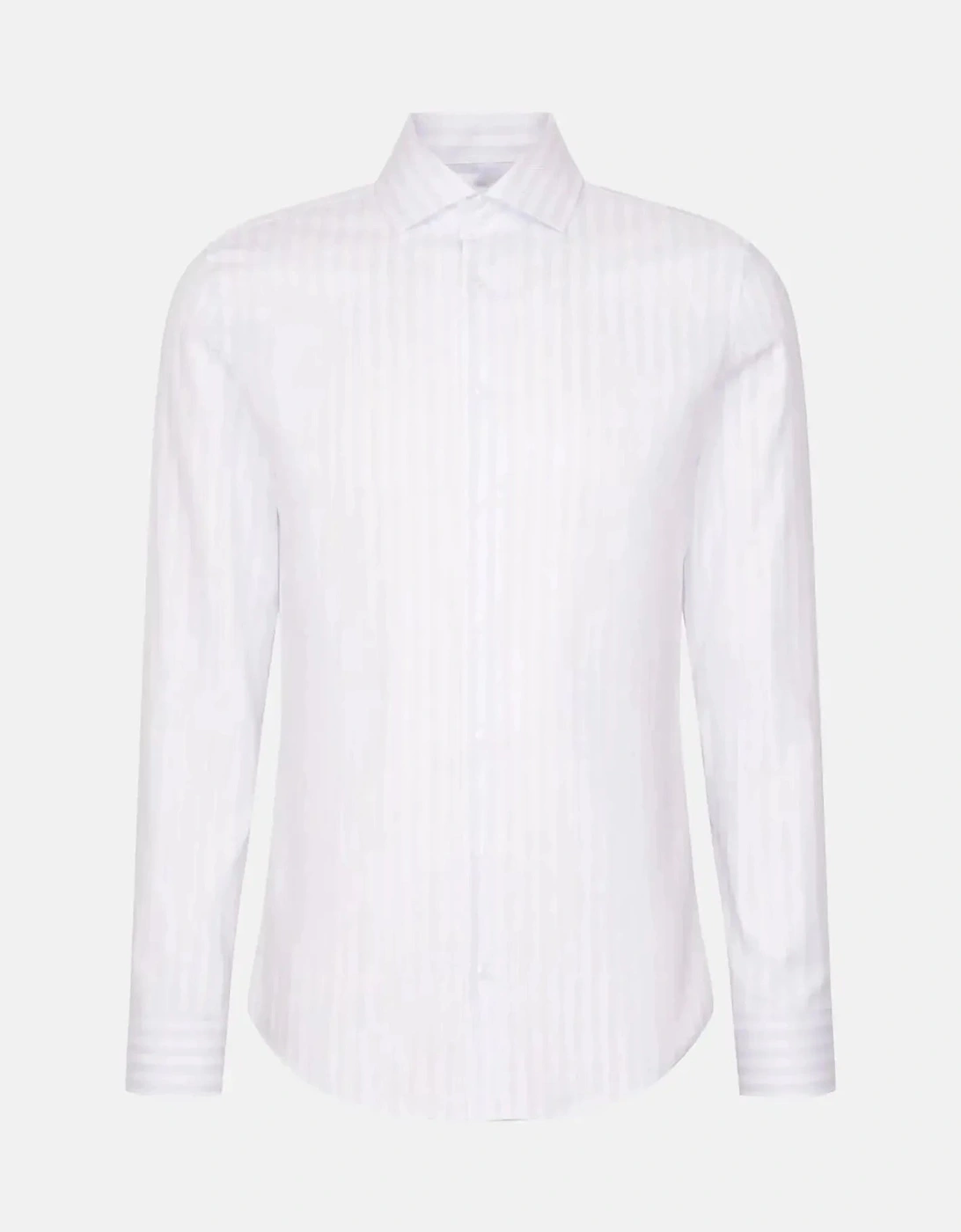 Slim Fit No Iron Spread Kent Structured Stripe Business Shirt Light Blue