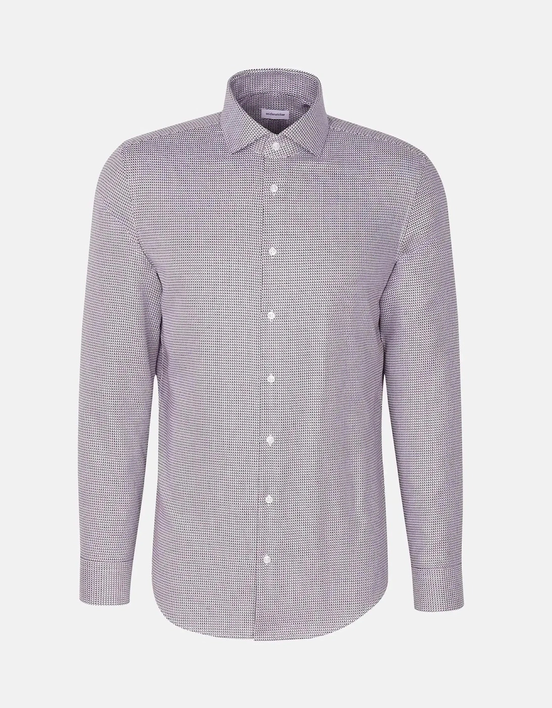 Slim Fit No Iron Spread Kent Structured Pattern Business Shirt Brown